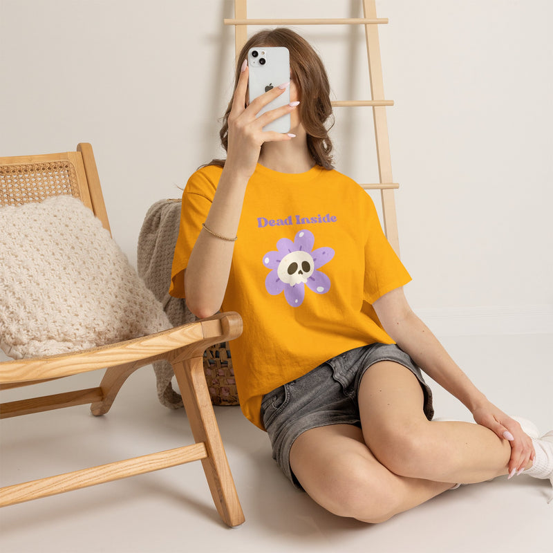 Graphic Tee — "Dead Inside" Skull Flower Mental Health Awareness T-Shirt