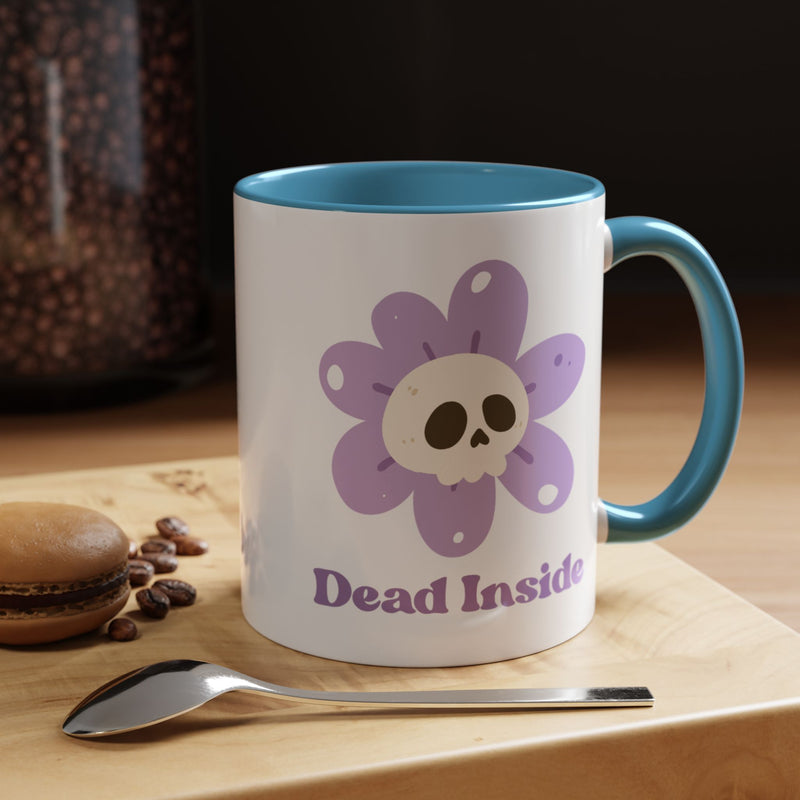 Coffee or Tea Mug — "Dead Inside" Floral Skull Accent Mug