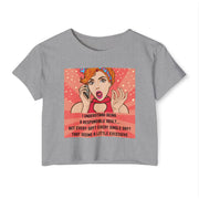 Pop Art Crop Top T-shirt — "Being Responsible Adult Every Single Day?" Graphic Tee for Women