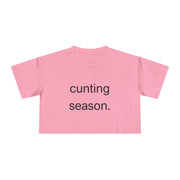 Women's Crop Tee — "Cunting Season" Subtle White Minimalist Text T-shirt Top