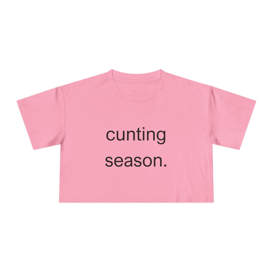 Women's Crop Tee — "Cunting Season" Subtle White Minimalist Text T-shirt Top