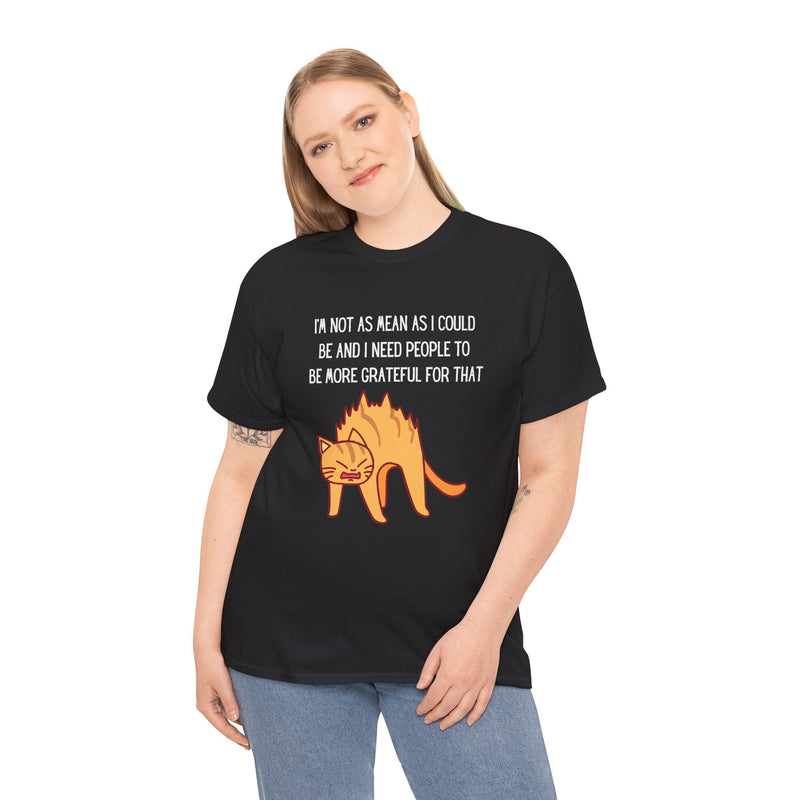 Sassy Cat Attitude T-Shirt — "I’m Not As Mean As I Could Be" Graphic Tee