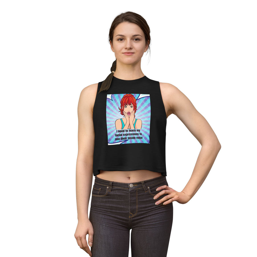 Pop Art Tee 'Teach My Facial Expressions' Women's Crop Top T-shirt