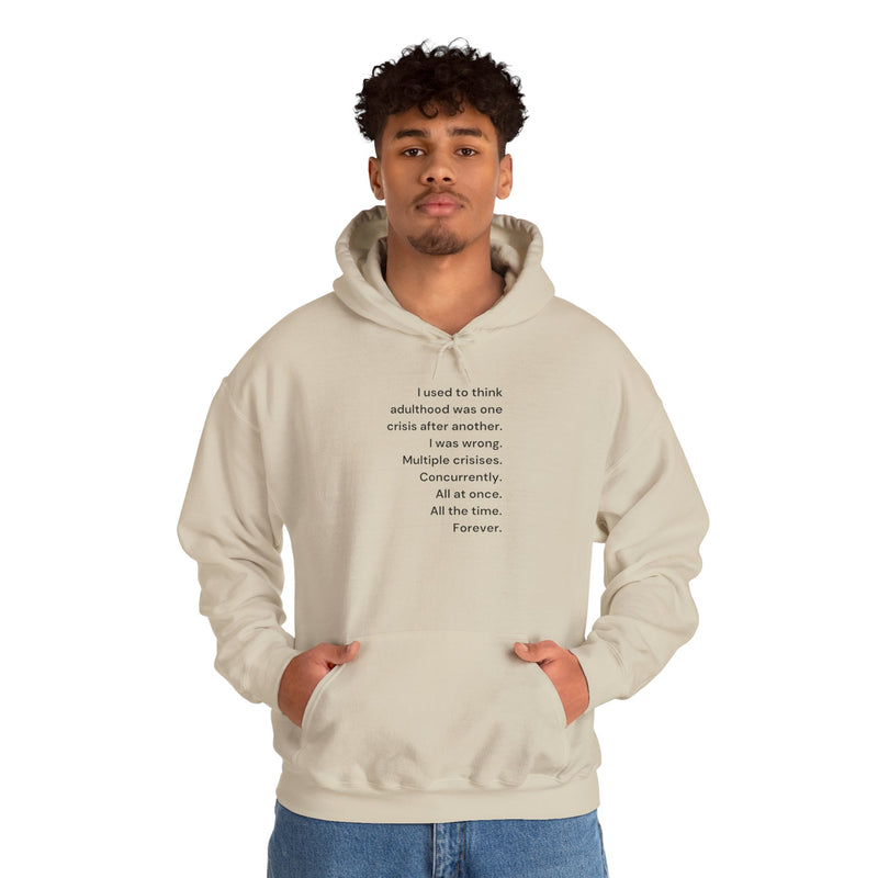 Graphic Text Hoodie — 'Adulthood' Hooded Sweatshirt