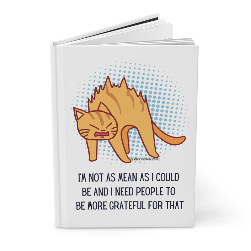 Sassy Cat Hardcover Journal — "I'm Not As Mean As I Could Be" Lined Notebook