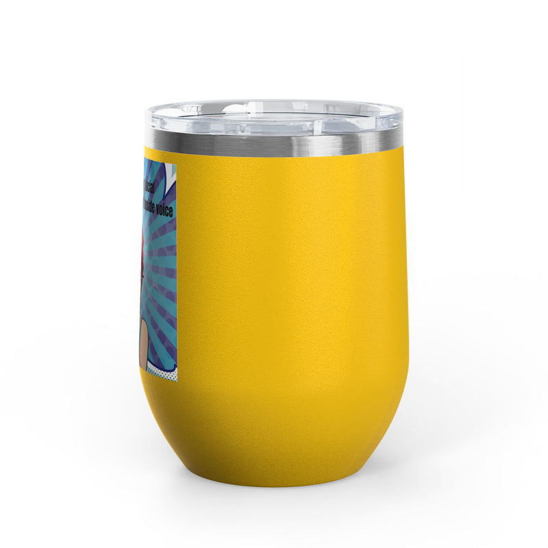 Retro Pop Art - "I Need to Teach My Facial Expressions to Use Their Inside Voice" Stainless Steel 12oz Insulated Wine Tumbler