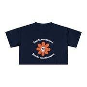 Crop Tee — 'Kinda Emotional, Kinda Emotionless' Retro Flower Skull Graphic T-shirt Top