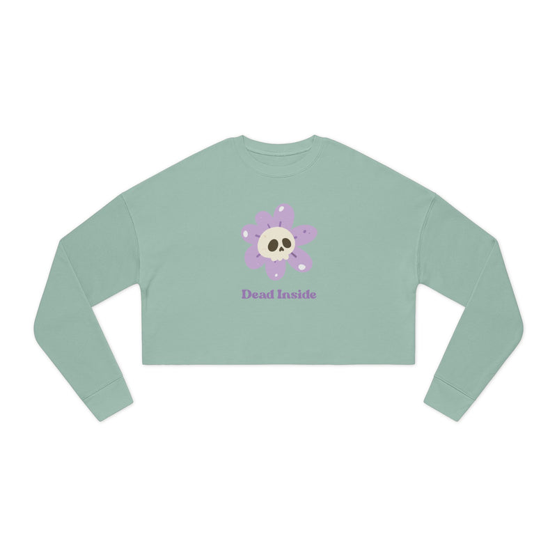 Cropped Sweatshirt — 'Dead Inside' Flower Skull Graphic Crop Top
