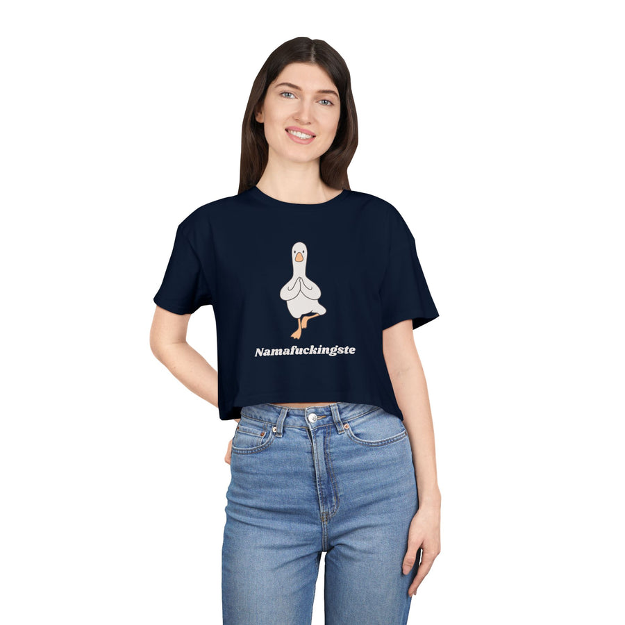 Yoga Duck Women's Crop Tee — 'Namafuckingaste' Graphic T-shirt Top