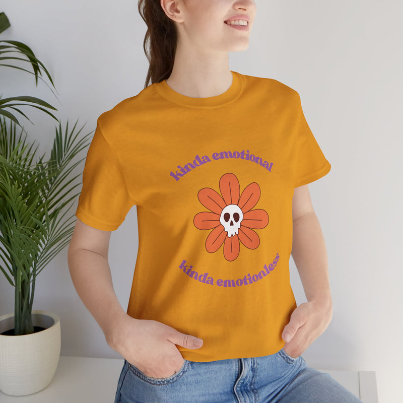Graphic Tee - Kinda Emotionless Kinda Emotional Floral Skull Mental Health Awareness T-Shirt