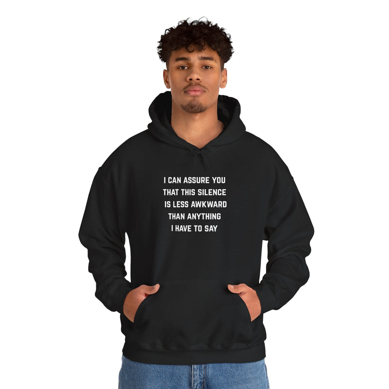"Awkward Silence" Hoodie - Unisex Heavy Blend™ Minimalist Graphic Text Hooded Sweatshirt