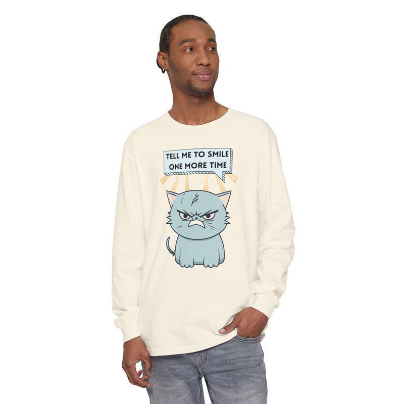 Grumpy Cat "Tell Me To Smile One More Time" Long Sleeve Tee