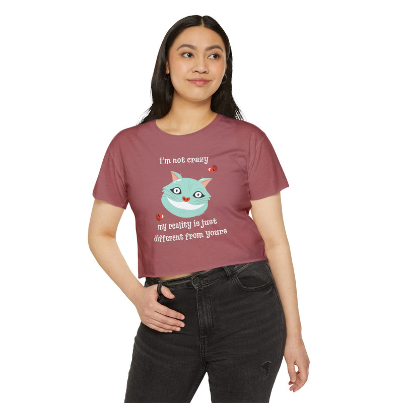 Women's Crop Festival Tee — "I'm Not Crazy..." Graphic T-Shirt
