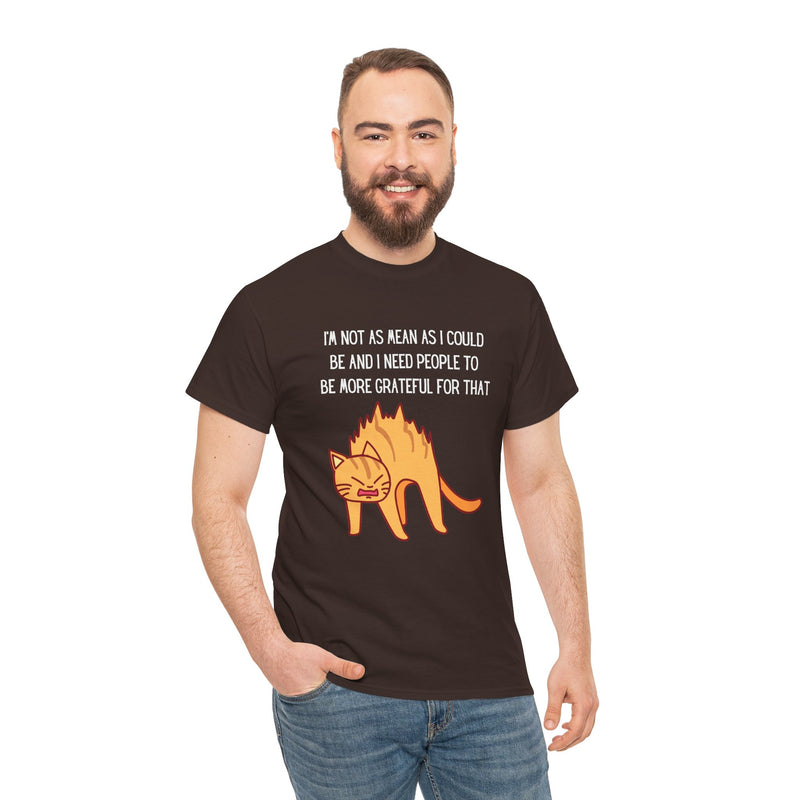 Sassy Cat Attitude T-Shirt — "I’m Not As Mean As I Could Be" Graphic Tee