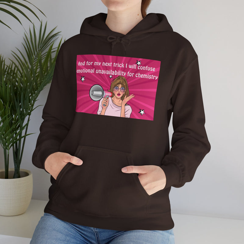 Graphic Hoodie — Retro Pop Art "Emotional Unavailability" Hooded Sweatshirt