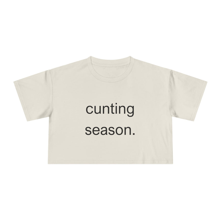 Women's Crop Tee — "Cunting Season" Subtle White Minimalist Text T-shirt Top