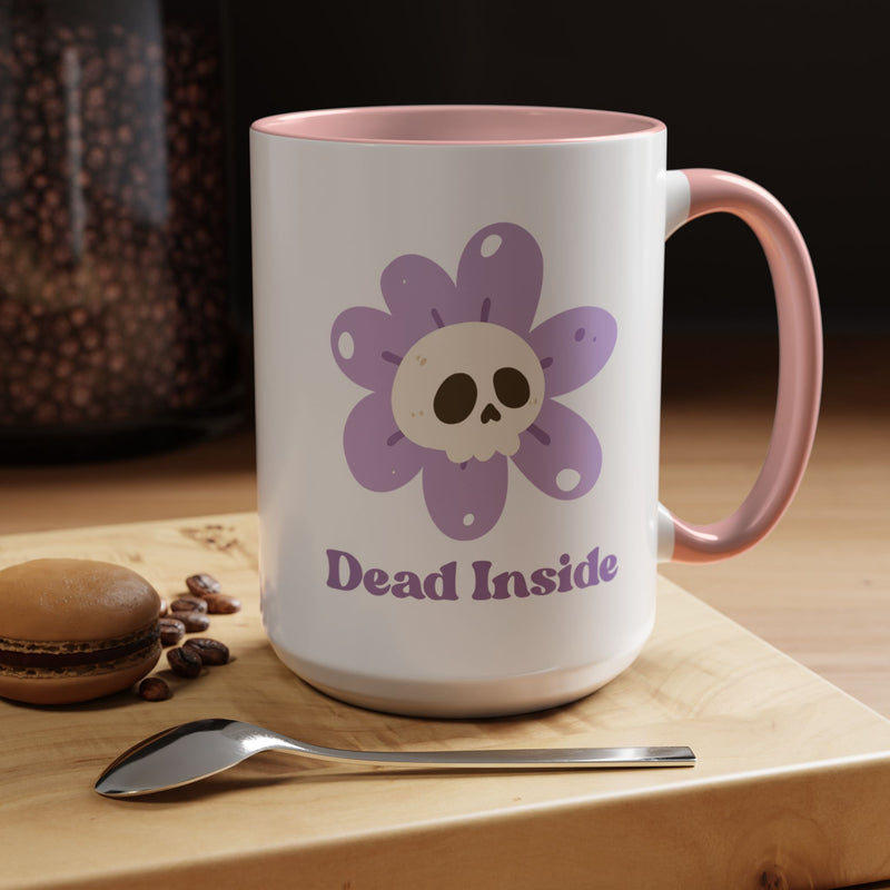 Coffee or Tea Mug — "Dead Inside" Floral Skull Accent Mug