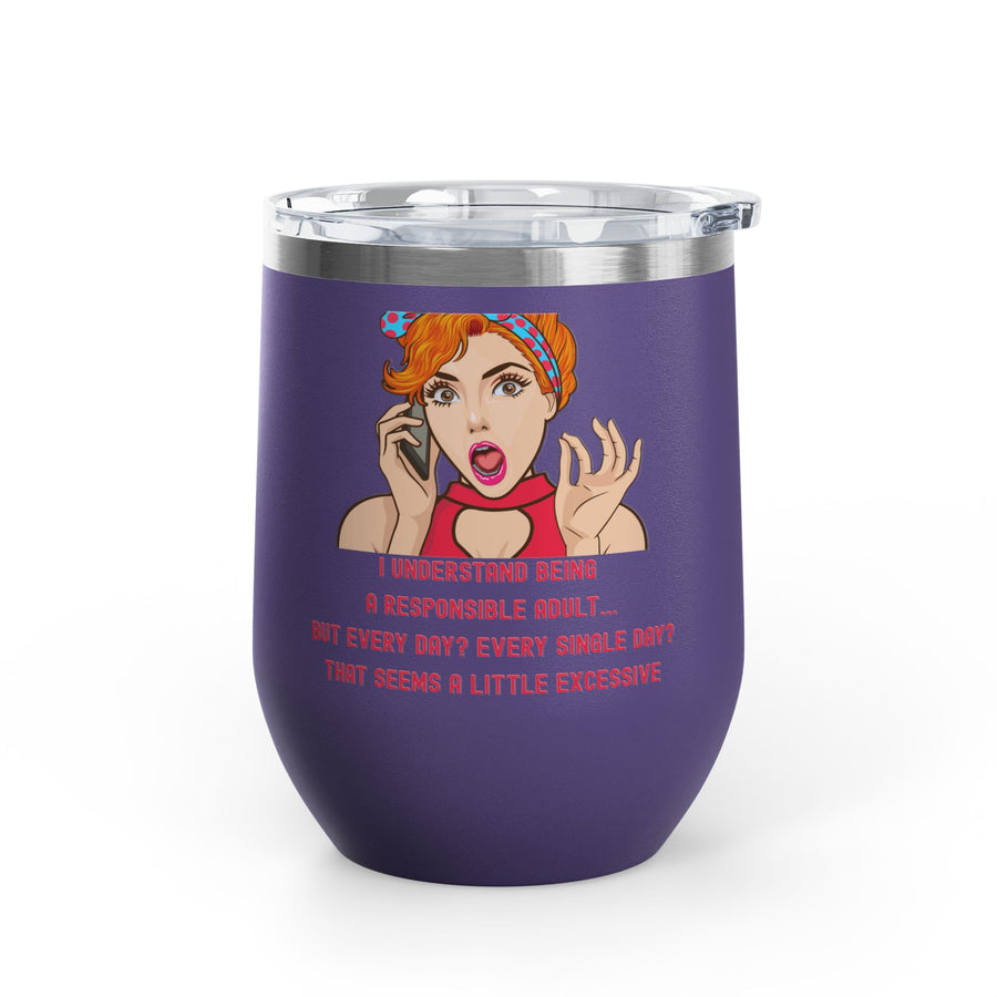 Responsible Adult Pop Art Wine Tumbler - Stainless Steel 12oz