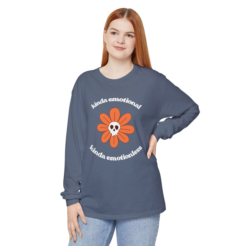 Daisy Skull T-Shirt "Kinda Emotional Kinda Emotionless" Long Sleeve Tee