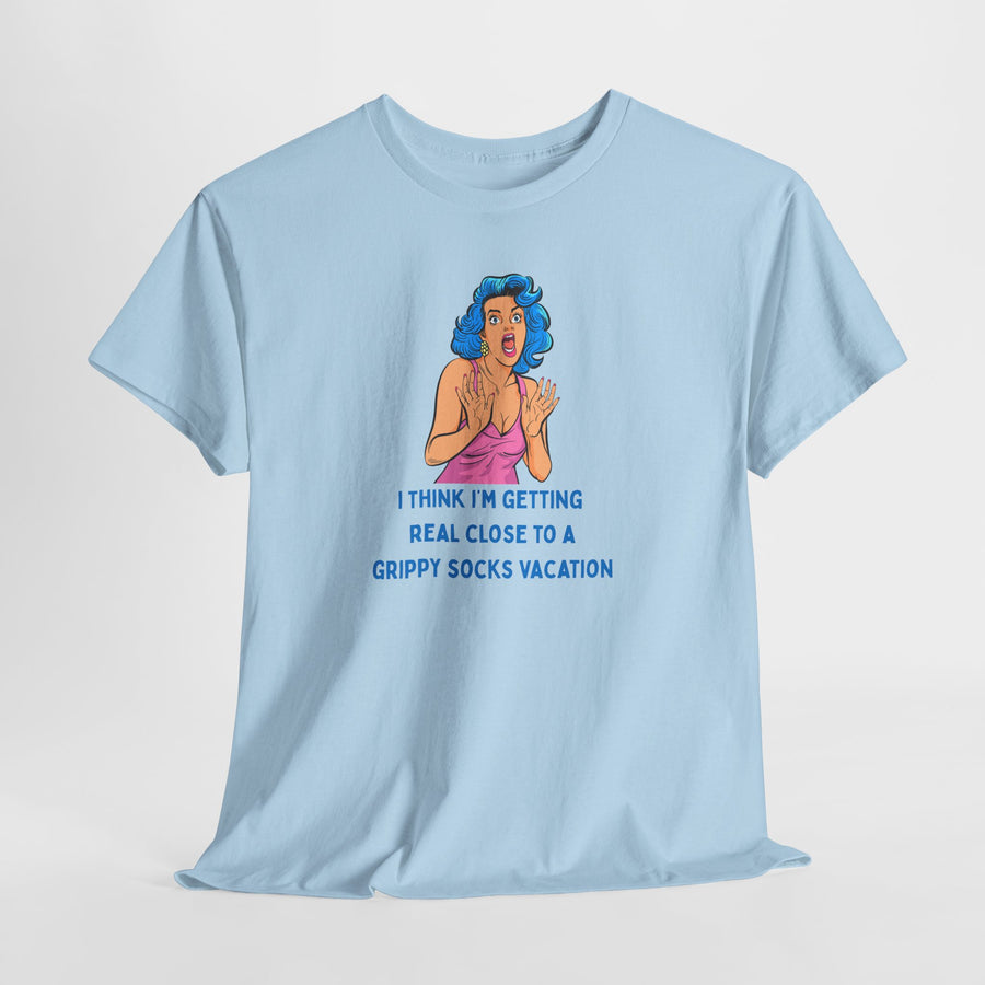 Pop Art Tee - "Grippy Socks Vacation" Mental Health Awareness Graphic T-Shirt