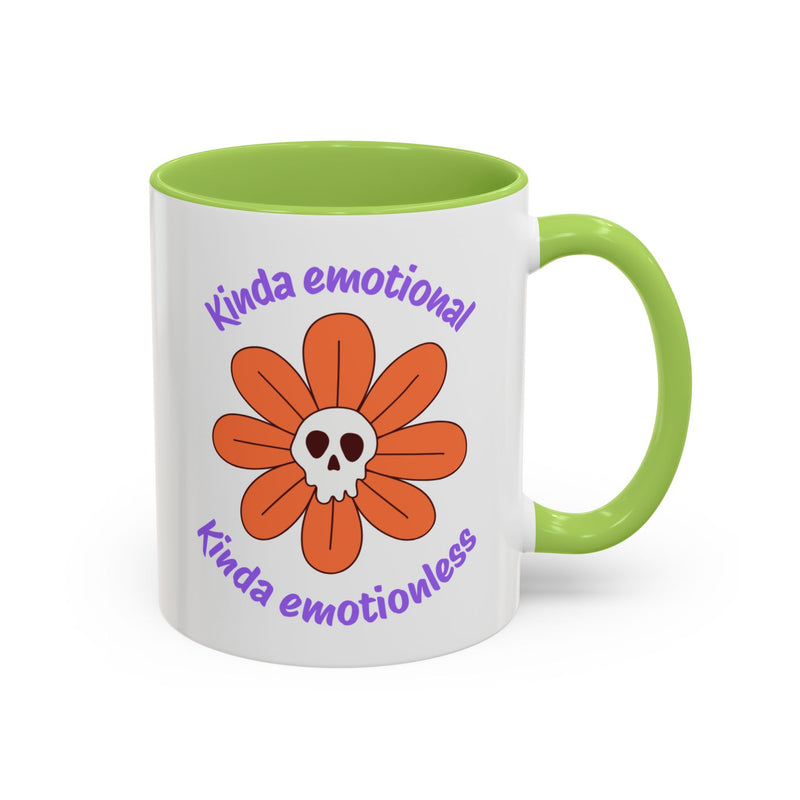 Coffee or Tea Mug — "Kinda Emotional, Kinda Emotionless" Floral Skull Accent Mug