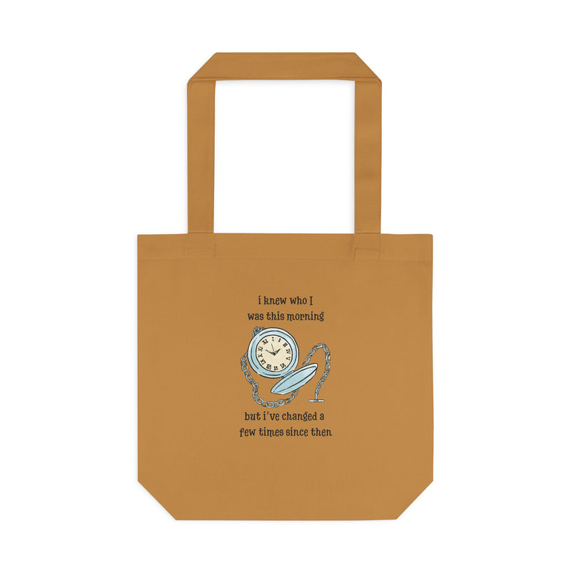 Wonderland Large Cotton Canvas Tote Bag “I Knew Who I Was This Morning But I’ve Changed A Few Times Since Then”