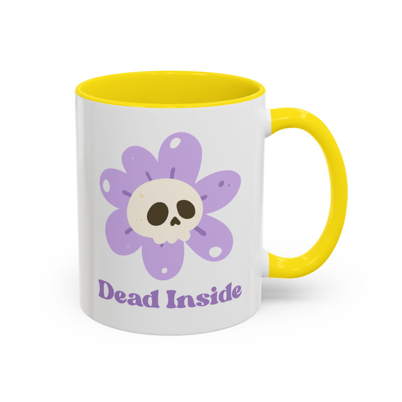 Coffee or Tea Mug — "Dead Inside" Floral Skull Accent Mug