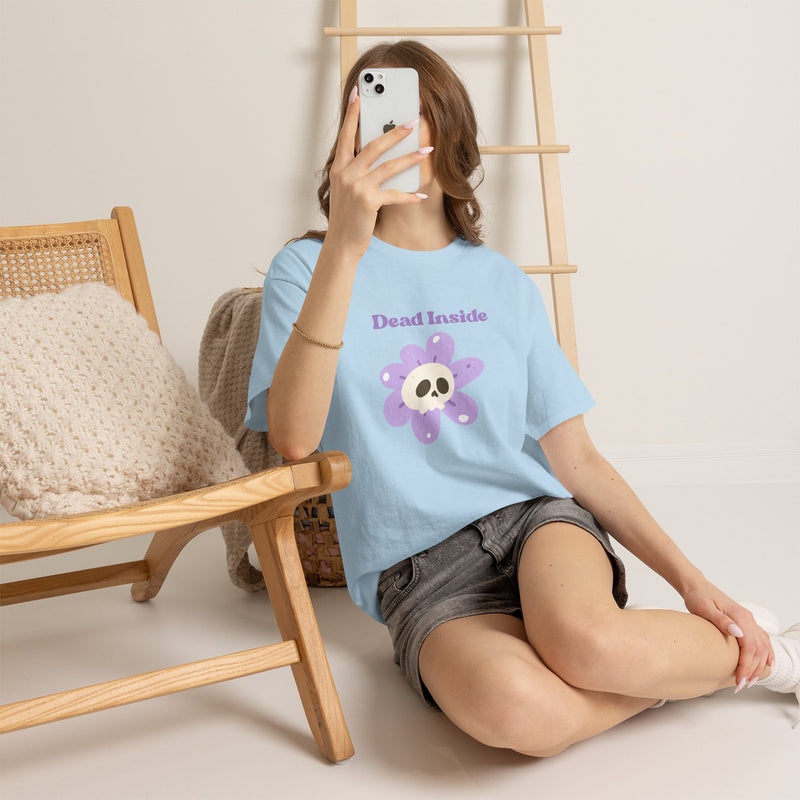 Graphic Tee — "Dead Inside" Skull Flower Mental Health Awareness T-Shirt