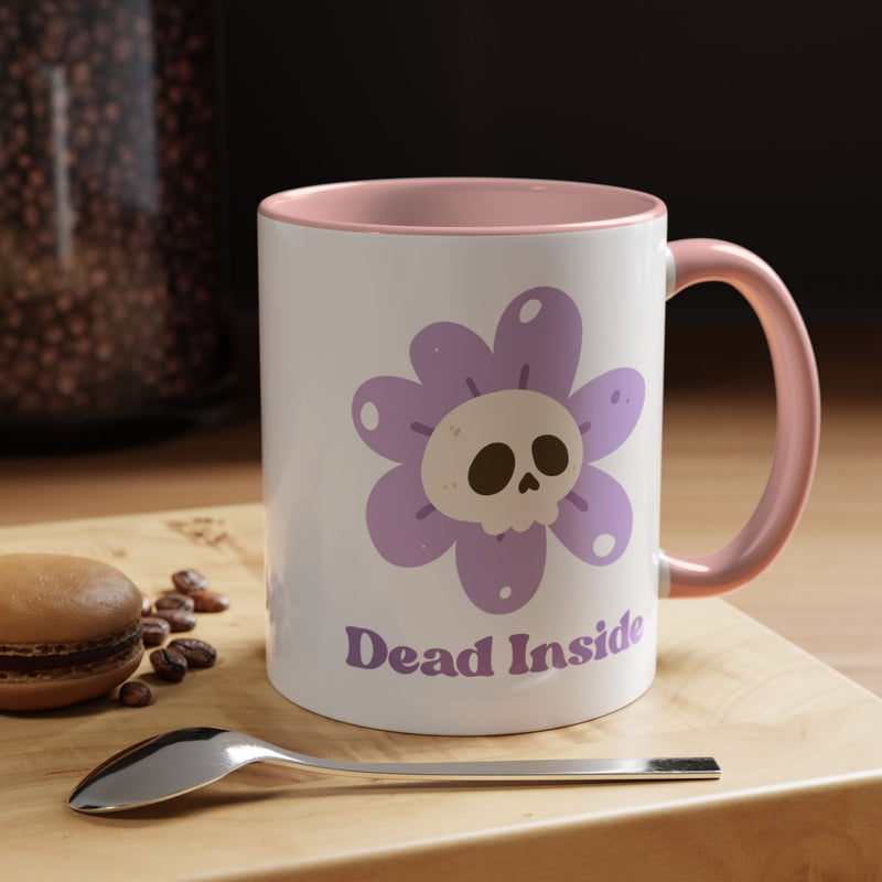 Coffee or Tea Mug — "Dead Inside" Floral Skull Accent Mug