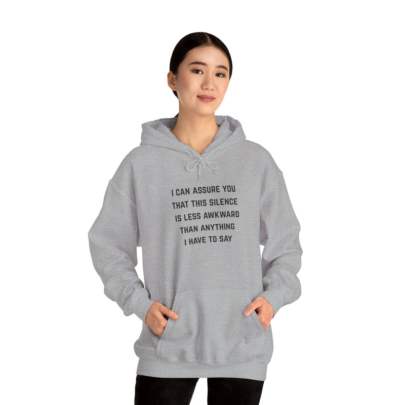 "Awkward Silence" Hoodie - Unisex Heavy Blend™ Minimalist Graphic Text Hooded Sweatshirt