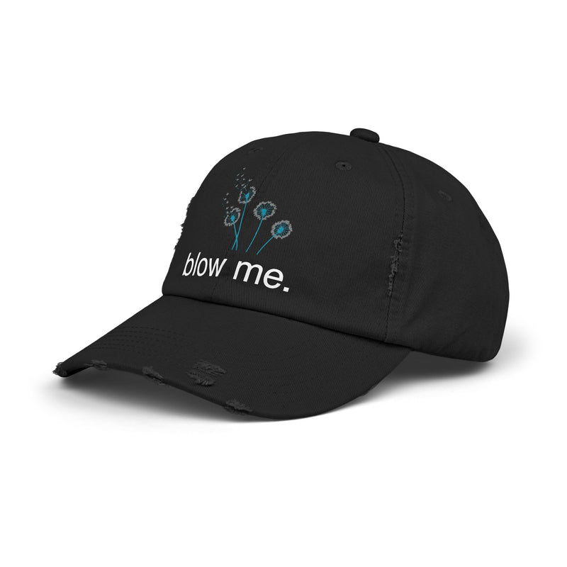 "Blow Me" Dandelion Cap — Distressed Baseball Hat
