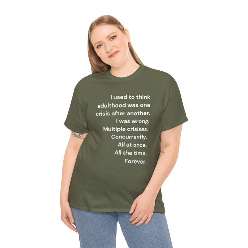 Minimalist Text Tee — 'Adulthood' Graphic T-Shirt