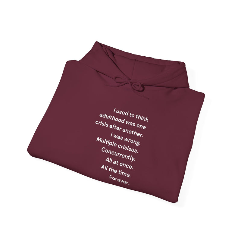 Graphic Text Hoodie — 'Adulthood' Hooded Sweatshirt