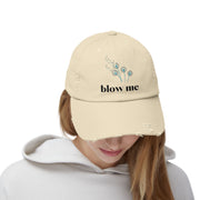 "Blow Me" Dandelion Cap — Distressed Baseball Hat
