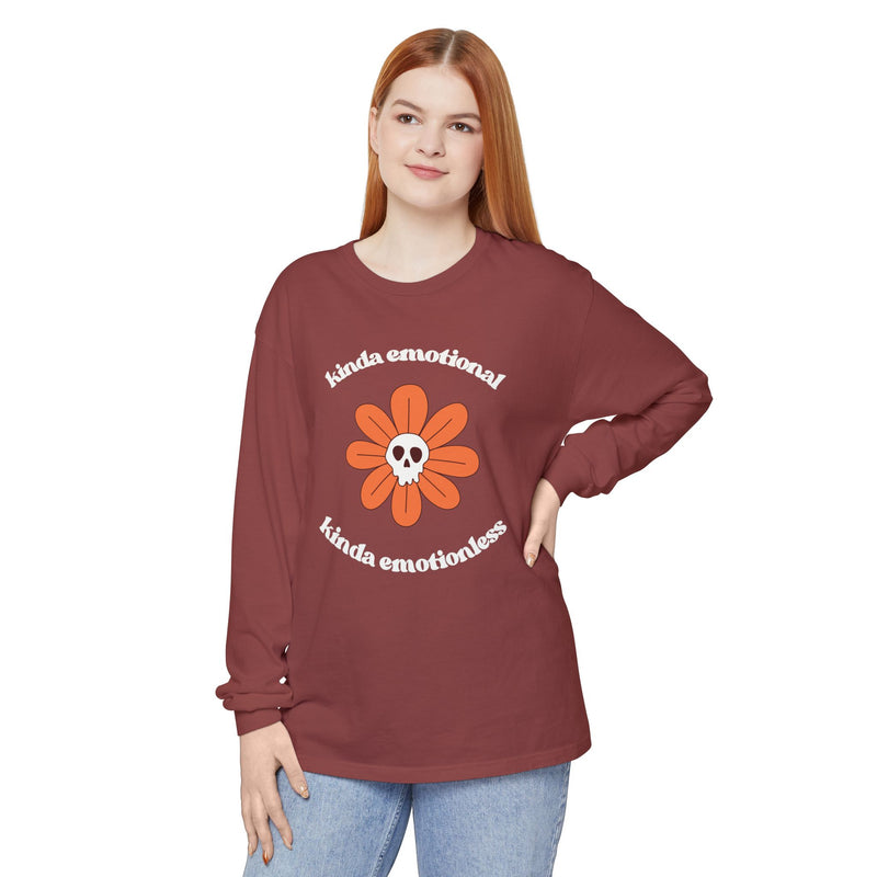 Daisy Skull T-Shirt "Kinda Emotional Kinda Emotionless" Long Sleeve Tee