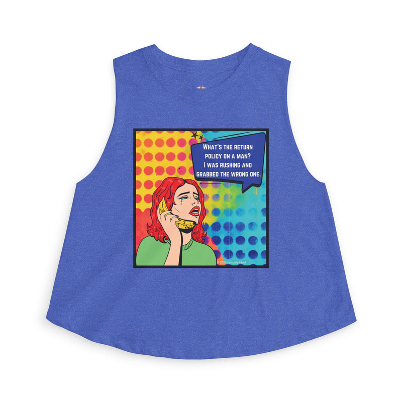 Retro Pop Art Crop Top - "What's the Return Policy on a Man" Tank