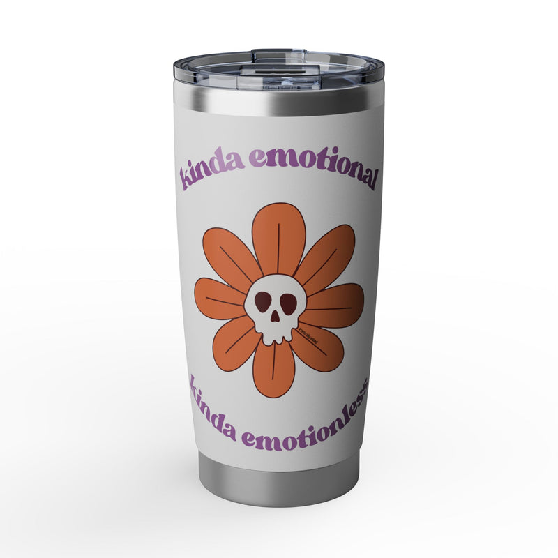 20oz Vagabond Tumbler - "Kinda Emotional Kinda Emotionless" Flower Skull Insulated Traveler Cup