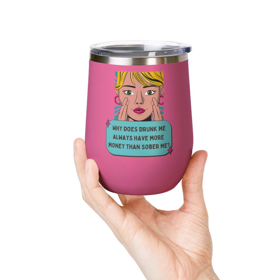 Drunk Me Pop Art Wine Tumbler - Stainless Steel 12oz