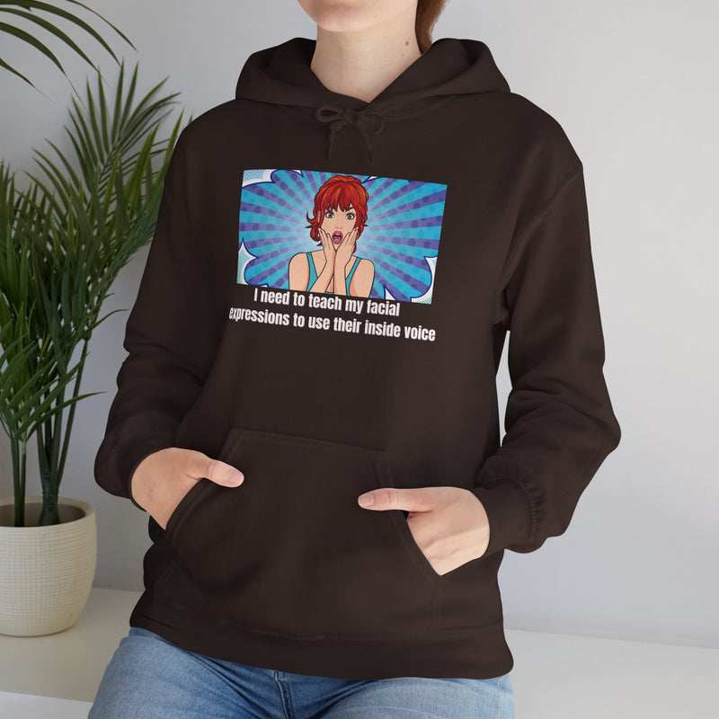 Pop Art Hoodie — 'Facial Expressions' Graphic Hooded Sweatshirt