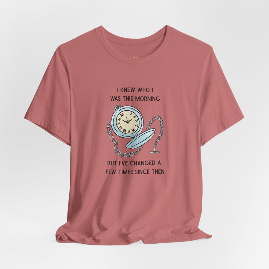 Graphic T‑Shirt — 'I Knew Who I Was This Morning'  Wonderland Quote Tee