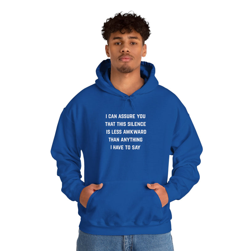 "Awkward Silence" Hoodie - Unisex Heavy Blend™ Minimalist Graphic Text Hooded Sweatshirt