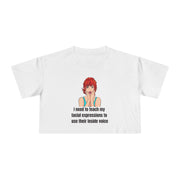 Pop Art Crop Tee — "I need to teach my facial expressions to use their inside voice" Graphic T-shirt Top