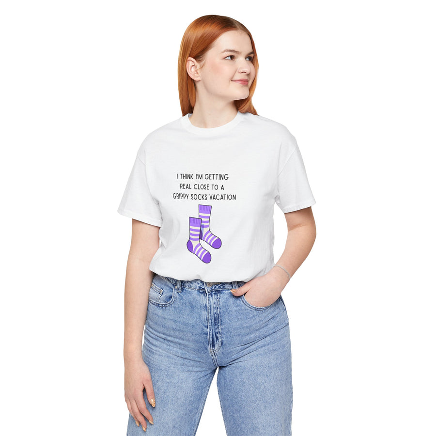 Graphic Tee - "Grippy Socks Vacation" Mental Health Awareness T-Shirt
