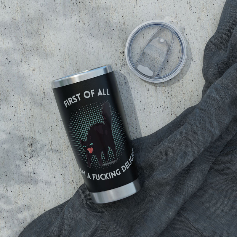"Delightful" Black Cat Tumbler - 20oz Insulated Travel Cup