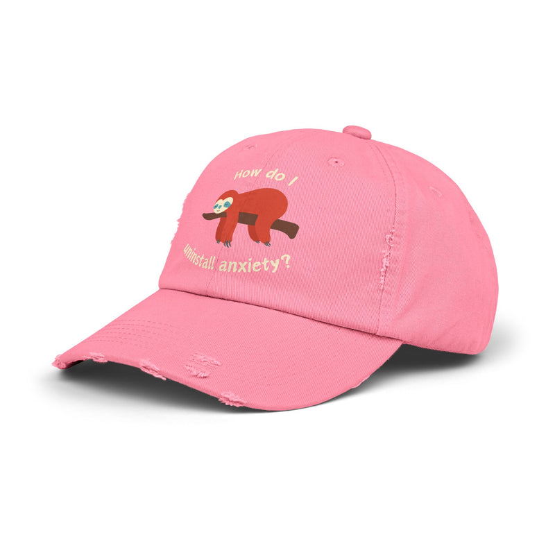 Unisex Baseball Hat - How Do I Uninstall Anxiety? Sloth Distressed Cap