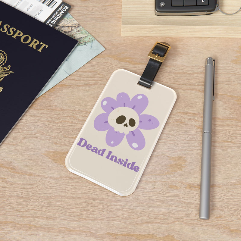 Dead Inside Floral Luggage Tag – Cute Skull Travel ID