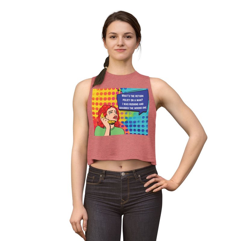 Retro Pop Art Crop Top - "What's the Return Policy on a Man" Tank