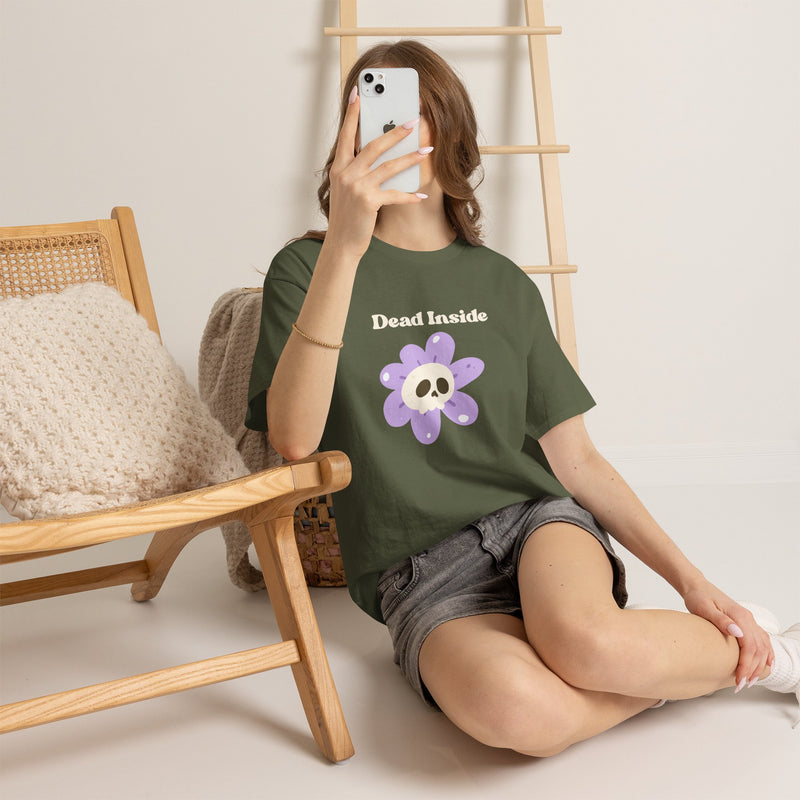 Graphic Tee — "Dead Inside" Skull Flower Mental Health Awareness T-Shirt