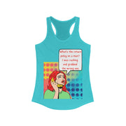 Return Policy on a Man - Women's Ideal Racerback Tank