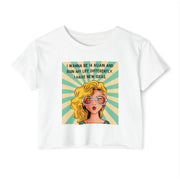 Retro Pop Art Crop Top T-shirt — “I Wanna Be 14 Again and Ruin My Life Differently” Graphic Tee